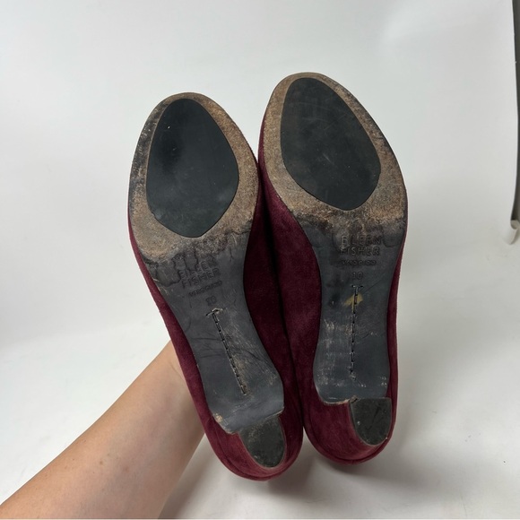 Eileen Fisher Burgundy Suede Pump Heel Size US 10 - Picture 9 of 11